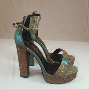 Rainbow Sparkly Chunky  Heels